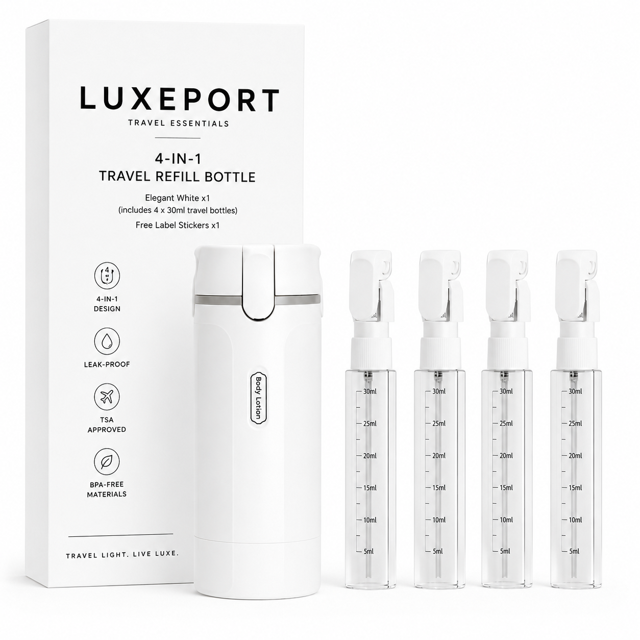 Luxeport - 4 in 1 Travel Bottle