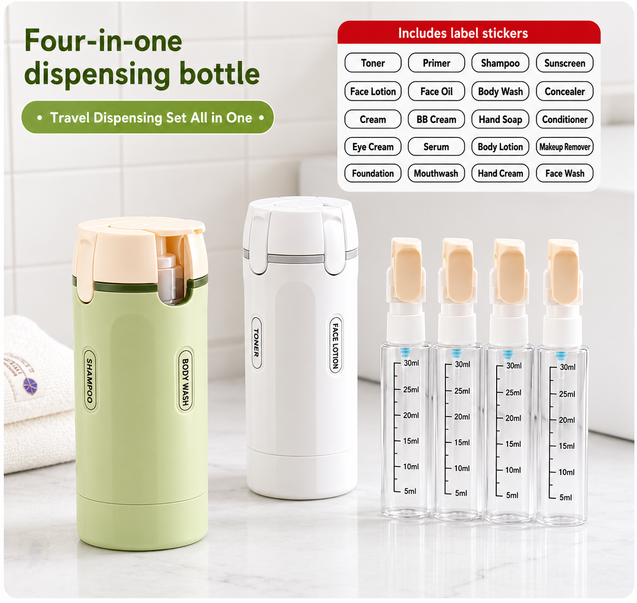 Luxeport - 4 in 1 Travel Bottle